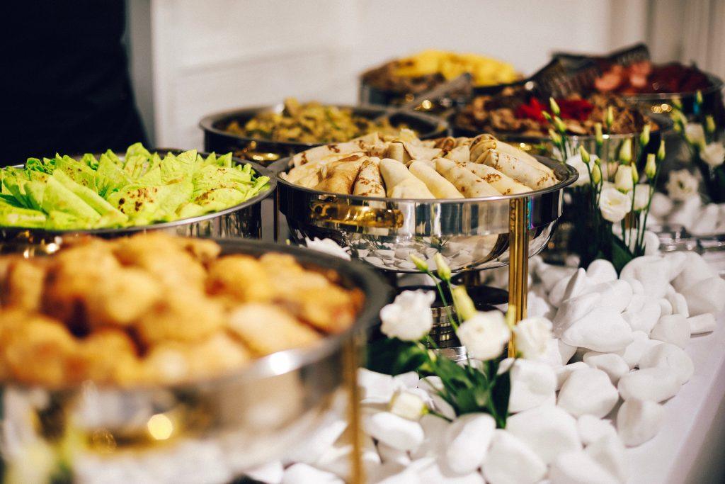 Buffet with spring rolls