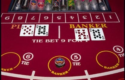 A baccarat table at a Las Vegas casino