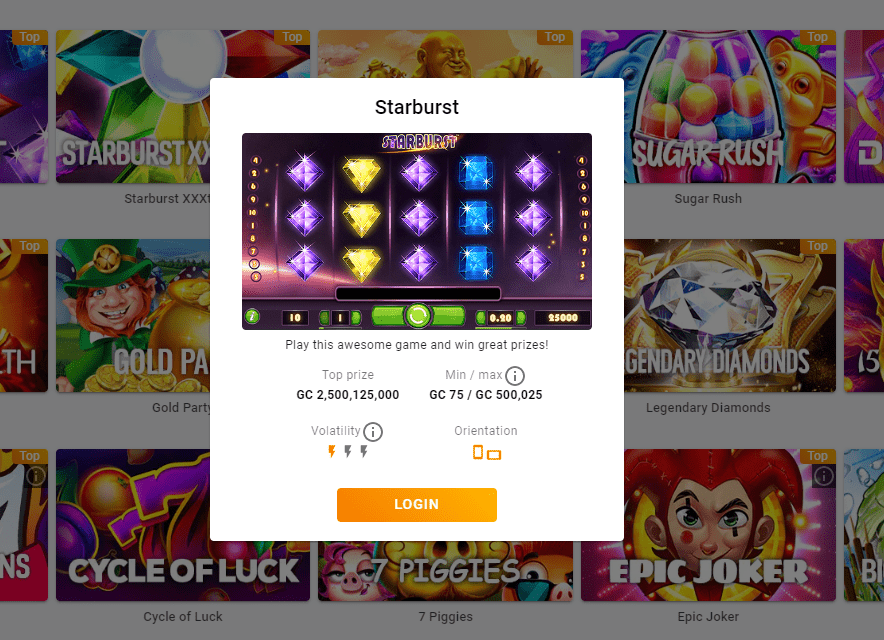 Pulsz Casino Starburst Slot