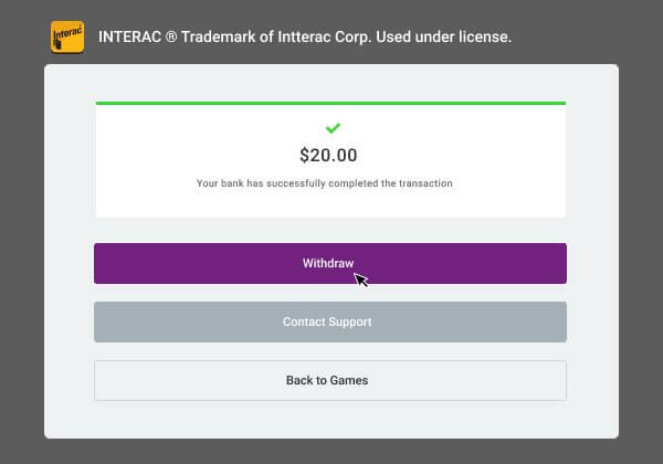 Withdrawal Interac Transfer Step 4