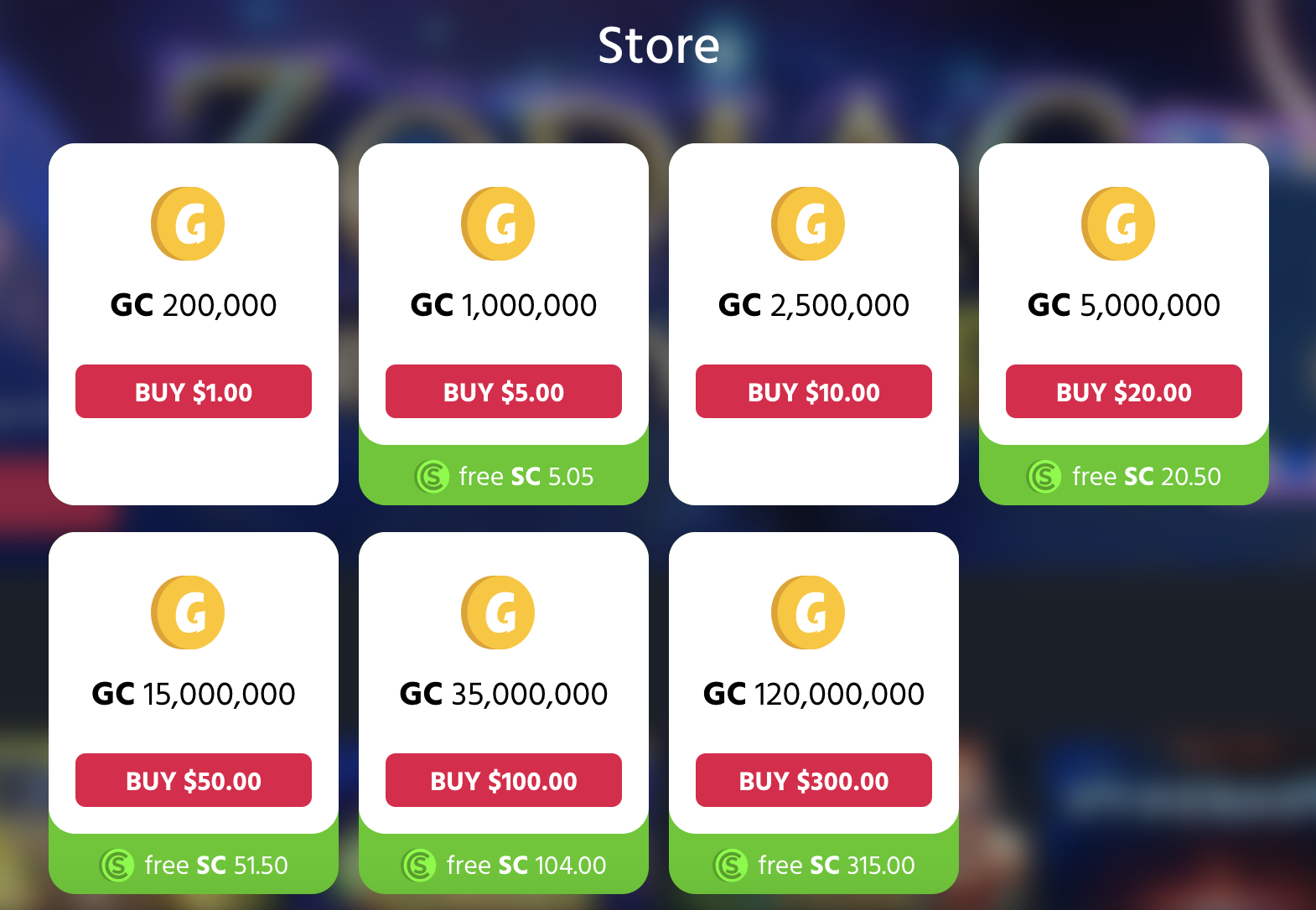 Chumba Casino Coin Packages