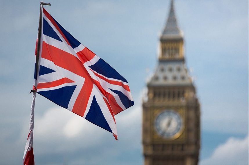 The British flag flies in front of Big Ben