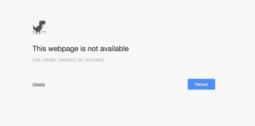 A browser page indicates that the browser can't find the website